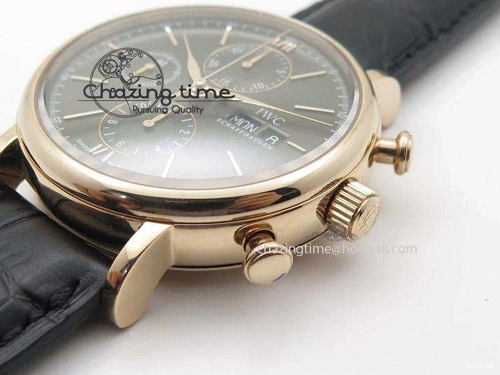 MIROTIME 0508 Portofino Chrono RG Black Dial on Black Leather Strap A HighPerformance 7389